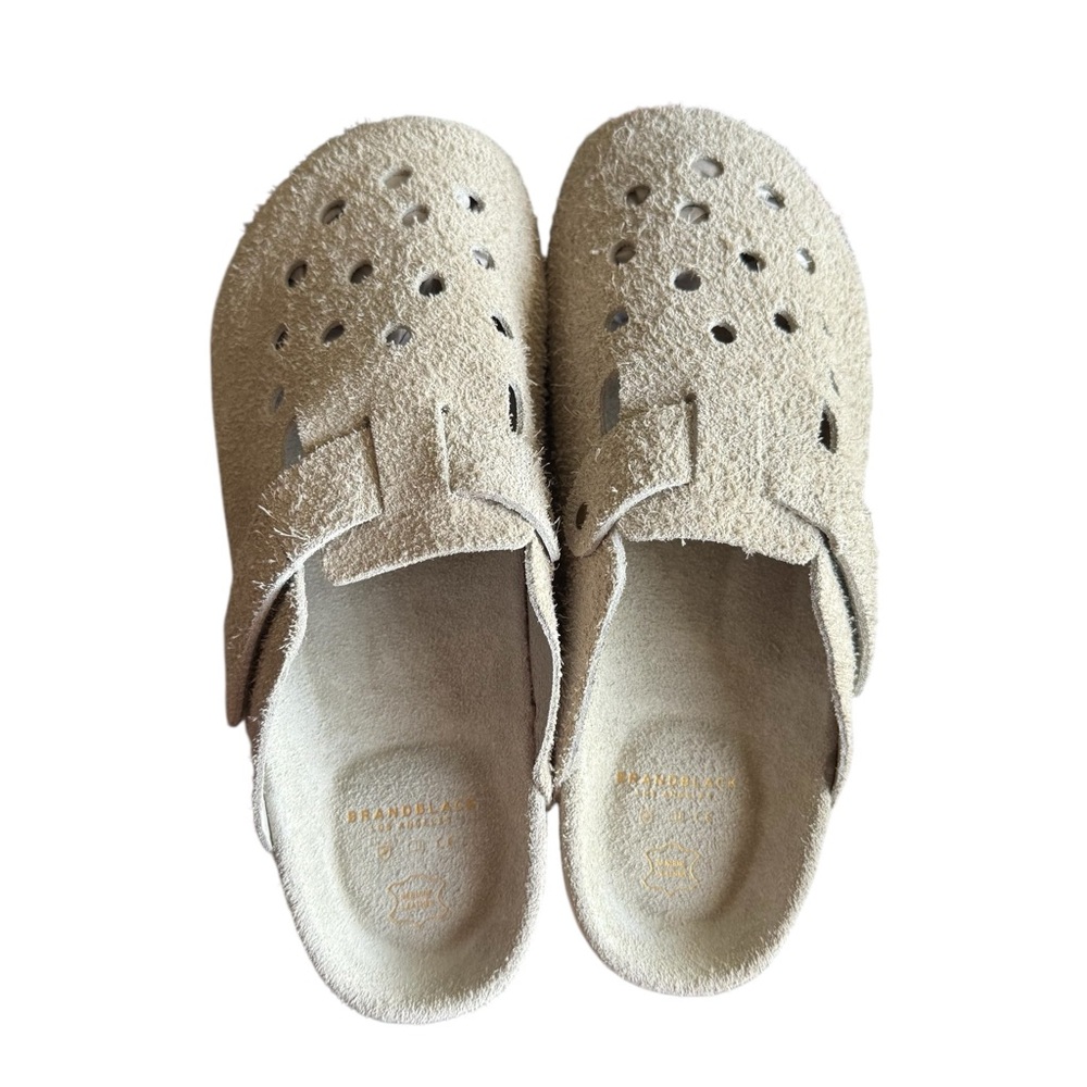 NWB BrandBlack Carrera Suede Taupe Slip On Mules Shoes Size Women’s 9.5